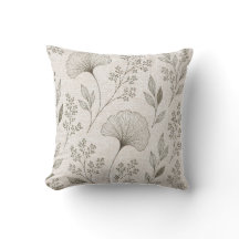 Coussin de jet botanique Ginkgo vintage