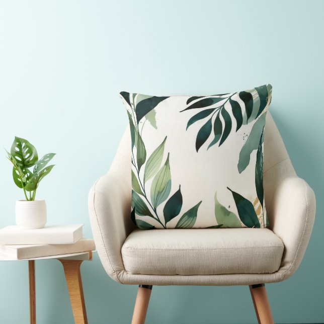 Coussin de jet botanique vert émeraude luxe or (Chaise)