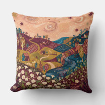 Coussin de jet Burgundy Gold Starry Night