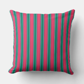 Coussin de jet côtier rayé rose et vert