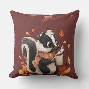 Coussin de jet Cozy Autumn Skunk - Douce forêt d'a