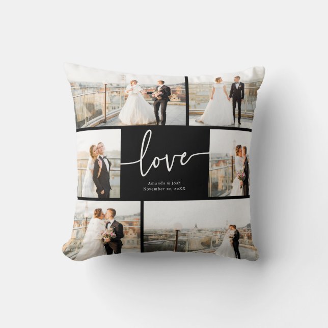 Coussin de jet d'amour noir et blanc (Recto)