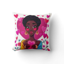 Coussin de jet d'art de fille coloré – Déco de mai