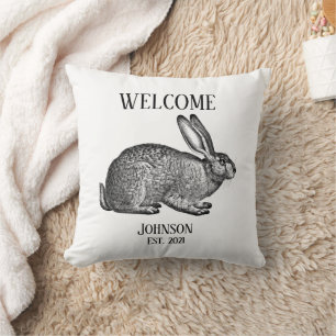 Coussin de jet de bienvenue Vintage Rabbit