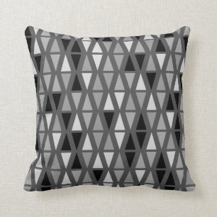 Coussin de jet de canapé gris argenté triangles gé