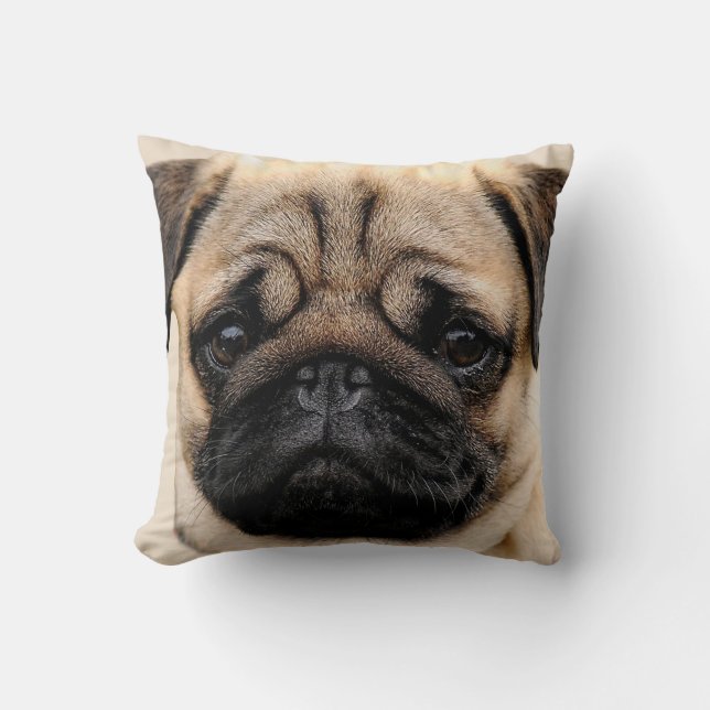 Coussin de jet de carré de chiot de carlin (Recto)