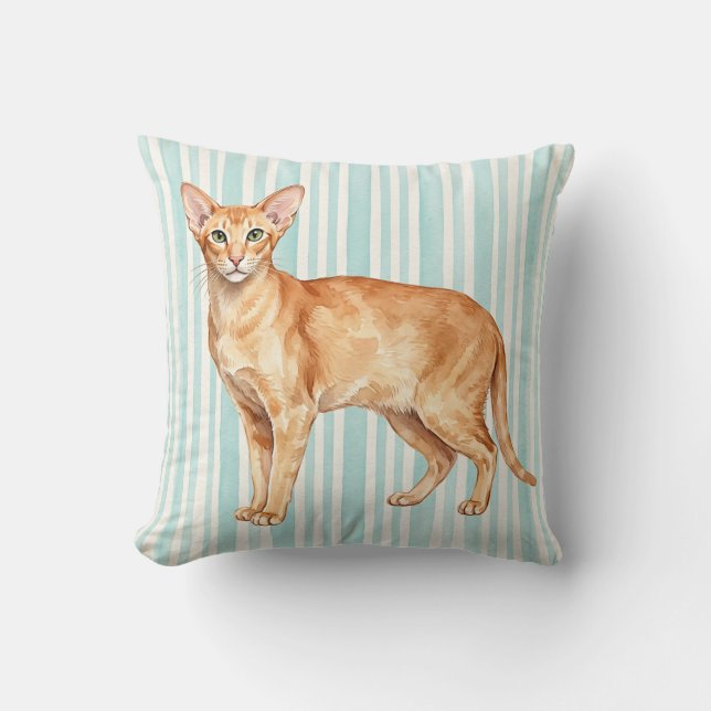 Coussin de jet de chat à l'aquarelle (Recto)