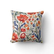 Coussin de jet de design à motif aquarelle de tuli