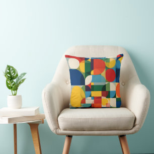 Coussin de jet de motif de bloc minimaliste géomét
