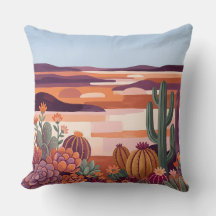 Coussin de jet de paysage abstrait - Scène du dése