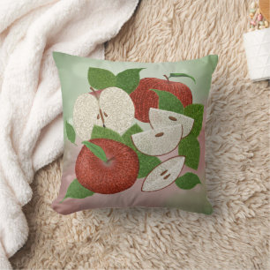 Coussin de jet de pomme dessiné à la main – Verger