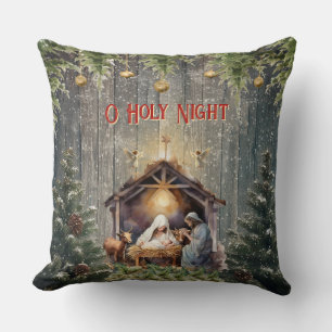 Coussin de jet de scène de la Nativité de Noël