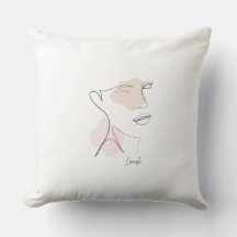 Coussin de jet de visage en art de ligne minimalis