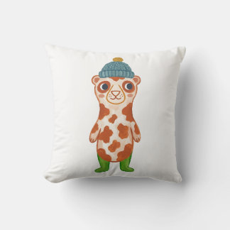 Coussin de jet décoratif au motif de furet mignon