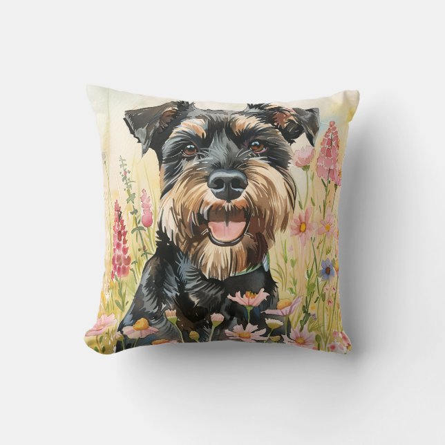 Coussin de jet – Décoration en aquarelle de Schnau (Recto)