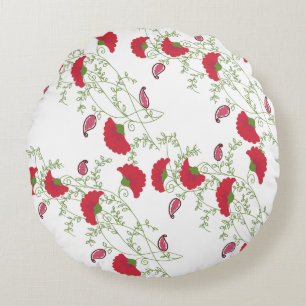 Coussin de jet élégant à motif floral brodé rouge