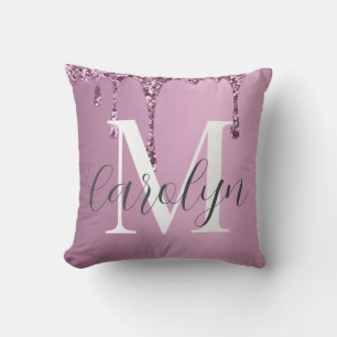 Coussin de jet élégant rose poudré à paillettes