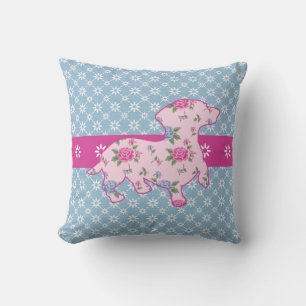 Coussin de jet en coton avec motif floral rose et 
