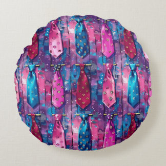 Coussin de jet en coton rond aux cravates de Papa