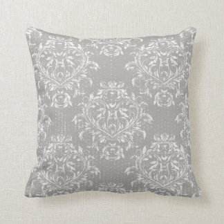 Coussin de jet en damas en détresse - Gris