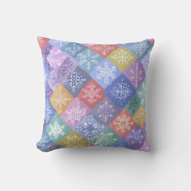 Coussin de jet en patchwork de flocons de neige pa (Recto)