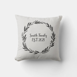 Coussin de jet Établi Couronne de Bienvenue Famill