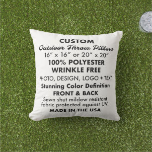 Coussin de jet extérieur personnalisé - 16" carré