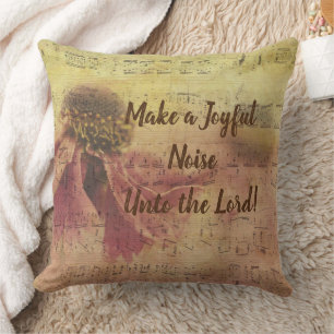Coussin de jet Faites un bruit joyeux au Seigneur 