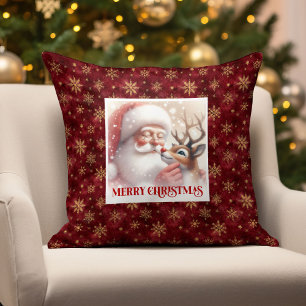 Coussin de jet festive de Noël Rudolph Père Noël