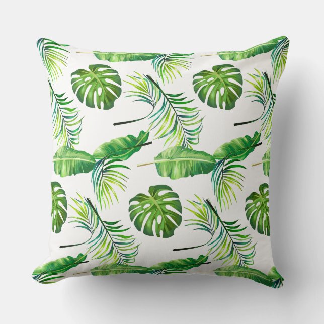 Coussin de jet - Feuilles tropicales (Recto)