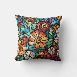 Coussin de jet floral en verre coloré