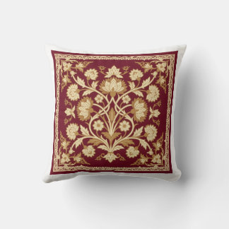 Coussin de jet floral islamique rouge