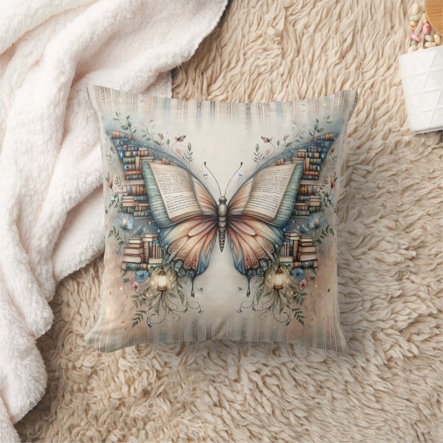 Coussin de jet floral papillon Livre, Décoration d
