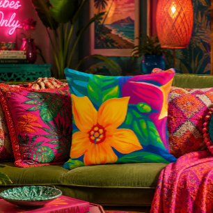 Coussin de jet floral tropical