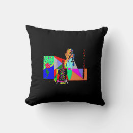 Coussin de jet funky abstrait femme noire
