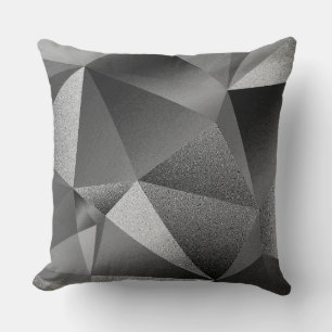 Coussin de jet géométrique facetté argent diamant