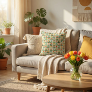 Coussin de jet géométrique floral rétro