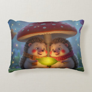 Coussin de jet hérisson mignon champignon