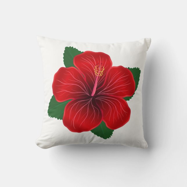 Coussin de jet-Hibiscus rouge (Recto)
