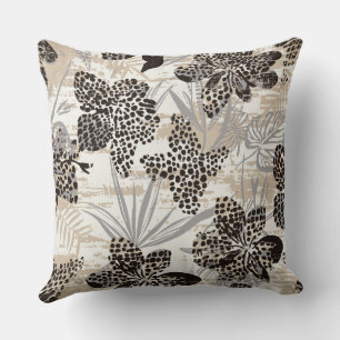 Coussin de jet imprimé léopard floral   Botanique 