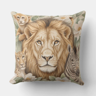 Coussin de jet Lion Safari botanique   Infirmière 