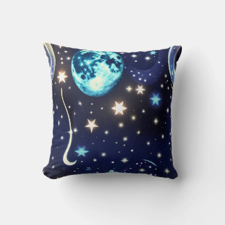 Coussin de jet - Lune céleste en velours bleu mari