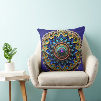 Coussin de jet mandala aux tons de joaillerie