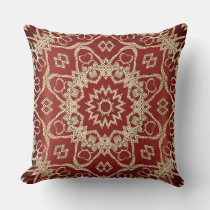 Coussin de jet moderne floral rouge or