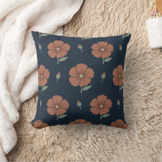 Coussin de jet moderne rétro floral 