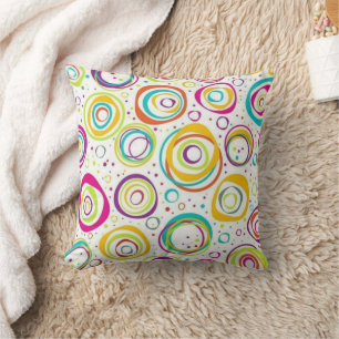 Coussin de jet motif cercle rétro coloré
