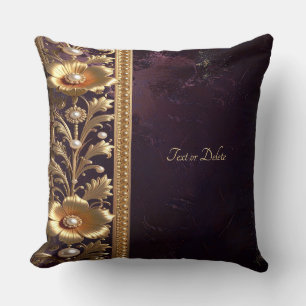 Coussin de jet ornement floral doré