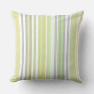 Coussin de jet rayé classique céleri, citron, gris