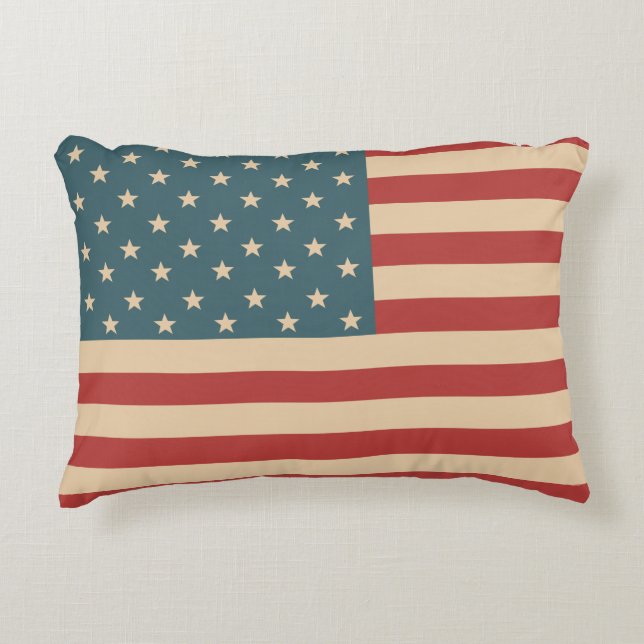 Coussin de jet rustique drapeau américain  (Devant)