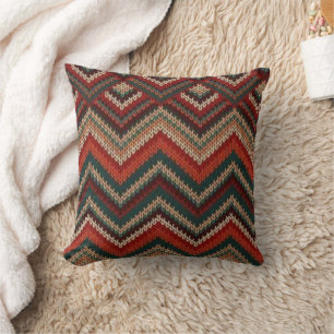Coussin de jet rustique sud-ouest à motif zigzag